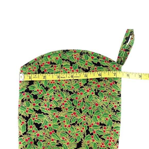 Christmas Stocking Cowboy Boot Shape Holly Berry Print Handmade - Picture 6 of 7